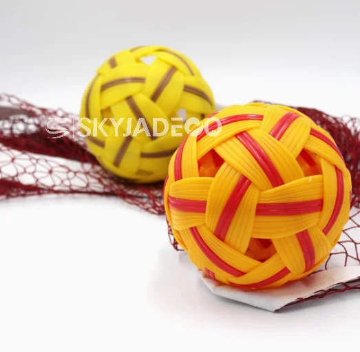 Outdoor Sports Reusable Decor Plastic Soccer Football Unisex round Woven Ball Logo Printed Rubber for Play Rattan Ball