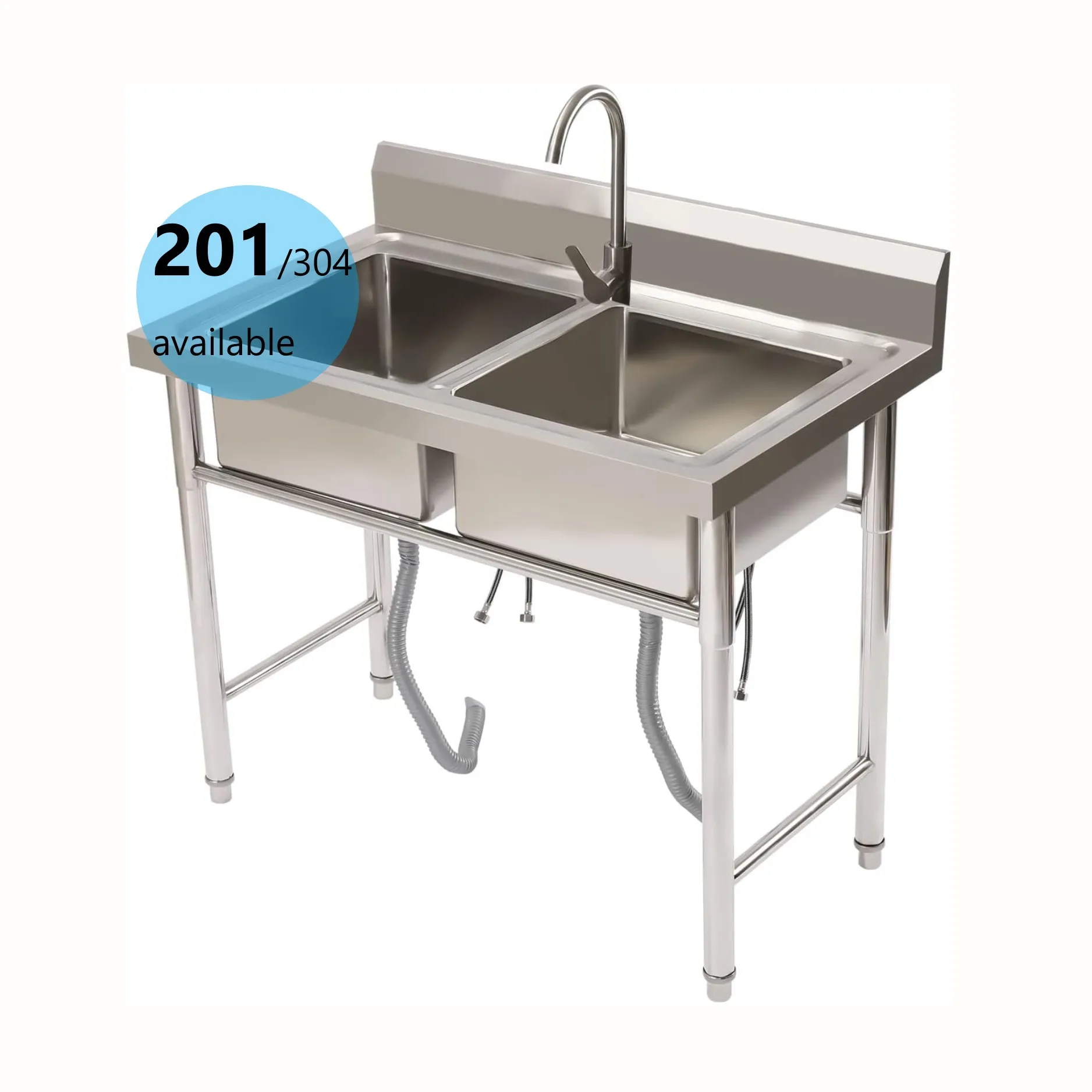 Custom size commercial 201 304 stainless steel restaurant sink compartment sink kitchen sink