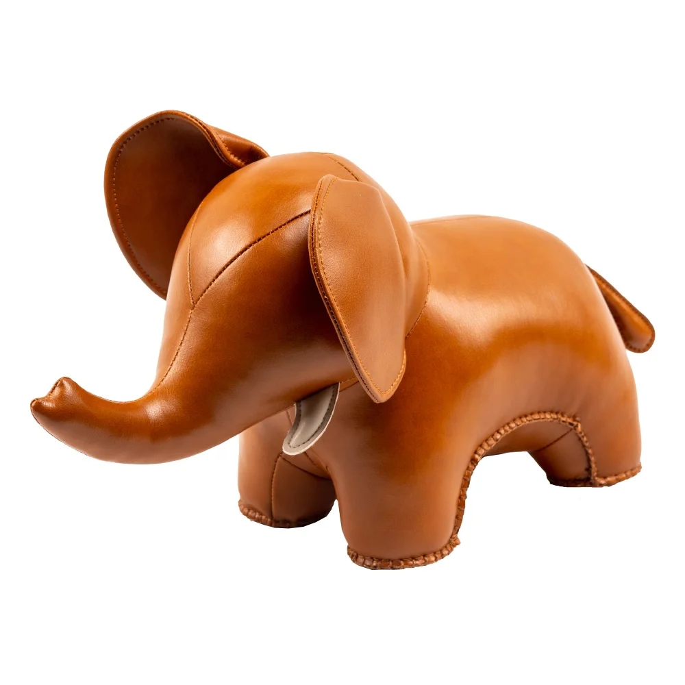 
Cozipop Classic Series 7 inch leather crafts Office Decorative Elephant Bookend Tan for Shelves 