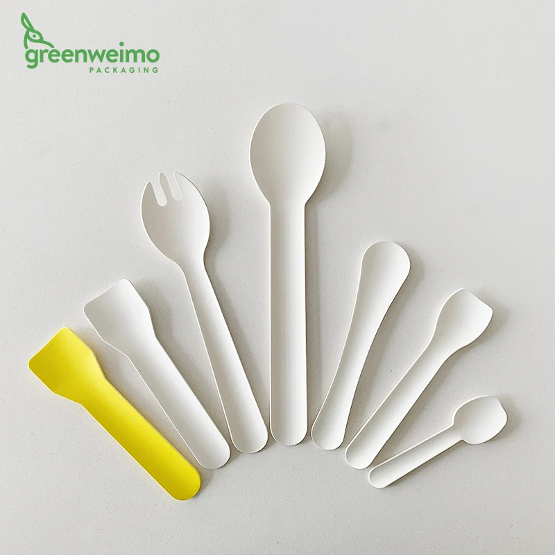 Eco-friendly Paper Pulp Biodegradable Disposable Soup Spoon Ice Cream Spoons