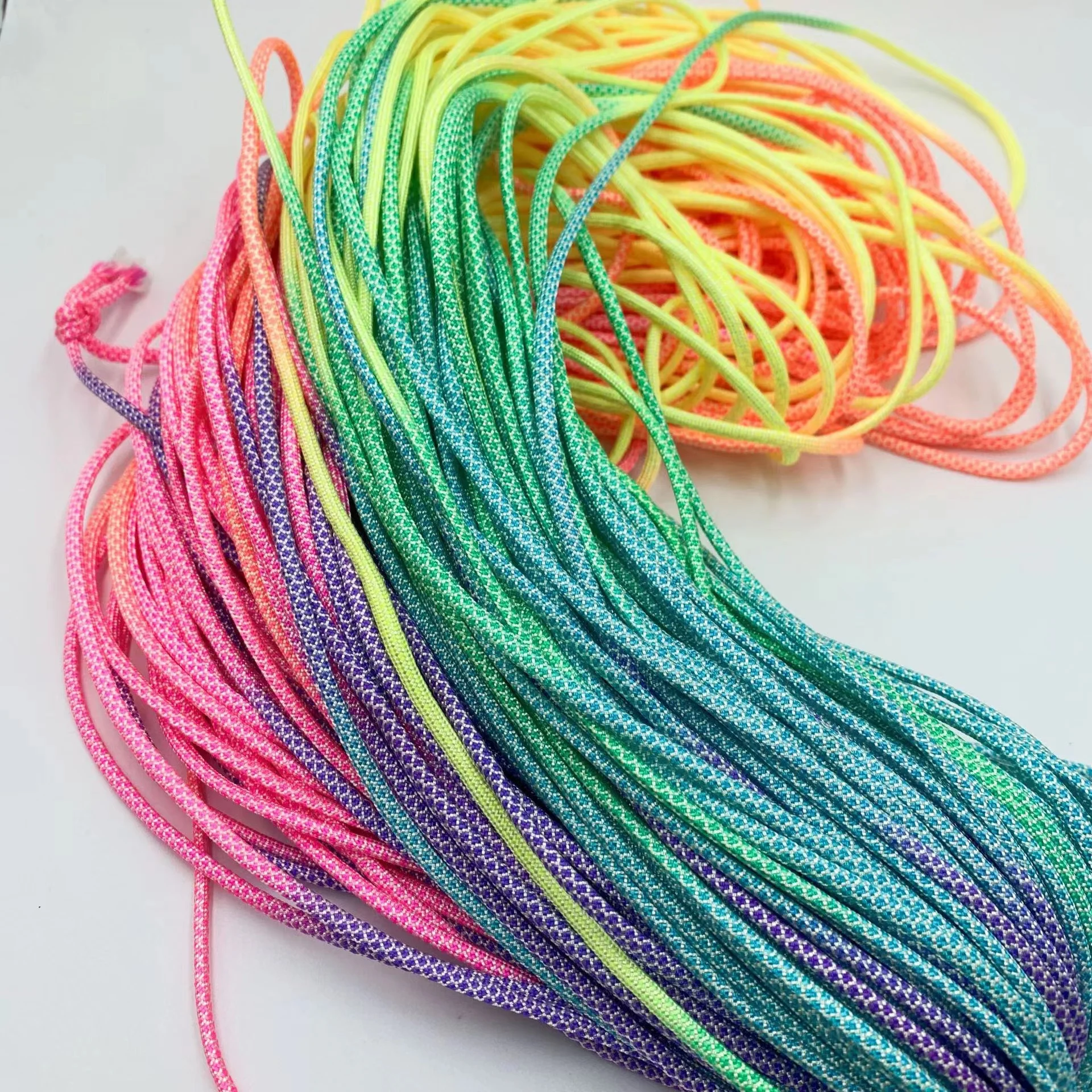 4mm Shoelace Round Dyed Color Shoe Lace Rainbow Shoe Rope Custom Metal Tips