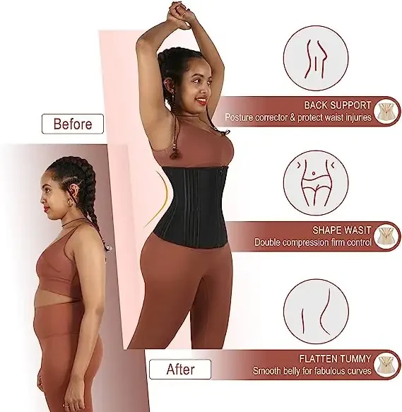 Faja Colombian Latex Korset Waist Cincher Girdle Tummy Control Slim Body Shaper 31 Steel Boned Invisible Hook Waist Trainer