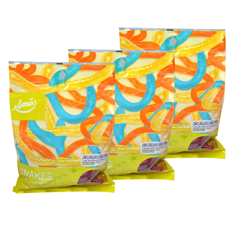 Amos Private Label Candy,Cute Snakes Oil Coated Jelly Gummy Candy,Vegan Sweet Gummies Candy