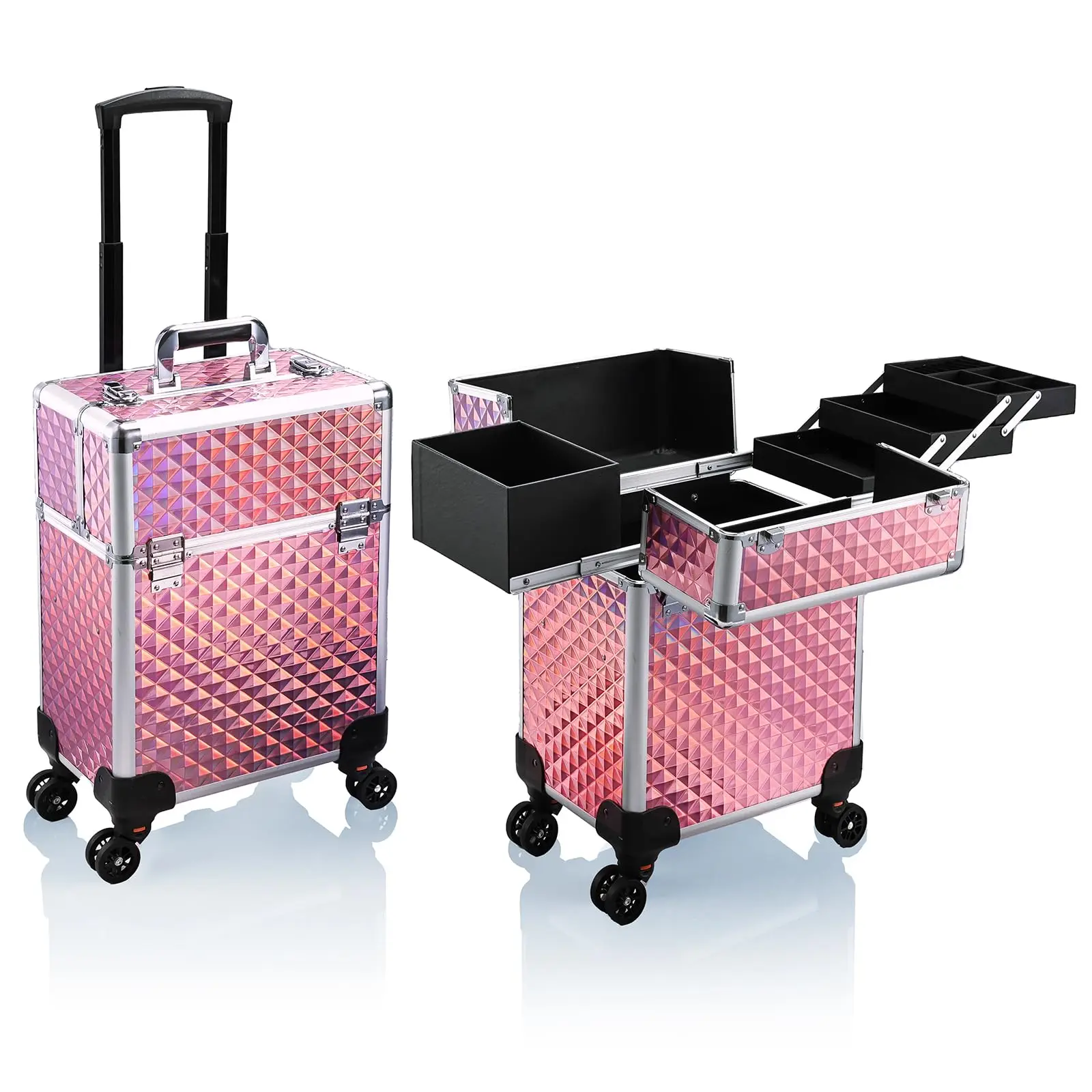 Salon Cosmetology Beauty Travel Case Large Storage Cosmetic Trolley