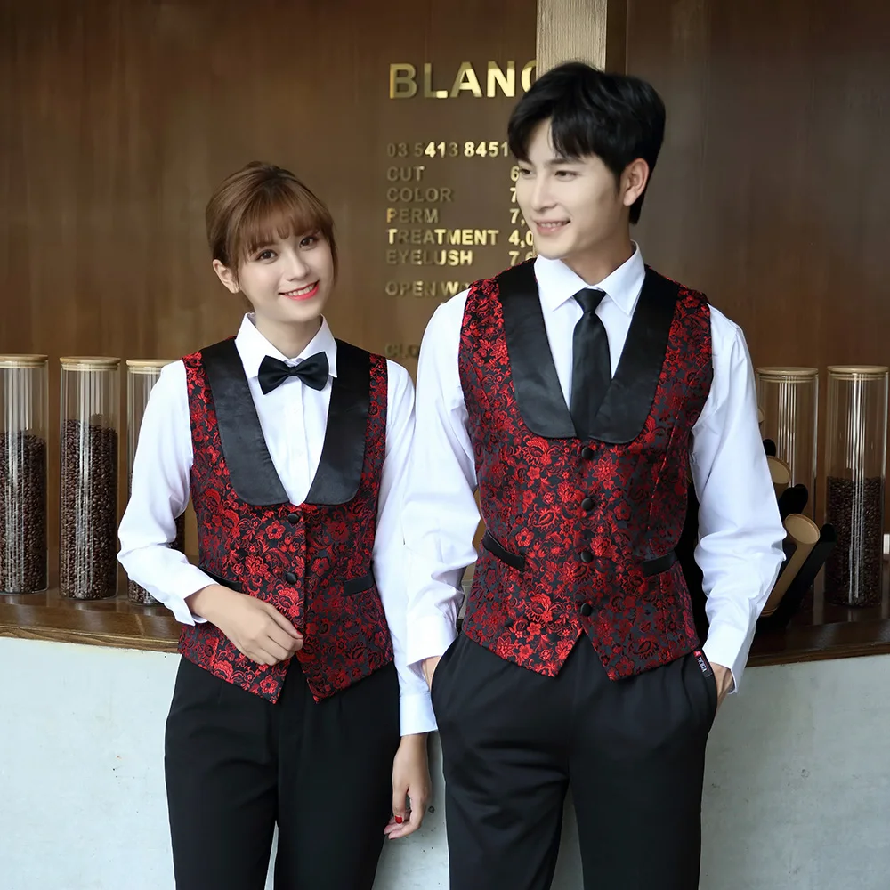 
Hotel high-end uniform Satin material jacket restaurant uniform cafe KTV dress men and women 