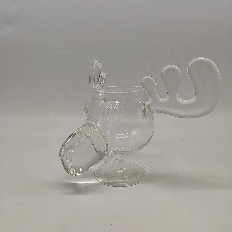 New arrival  glass moose mugs for Christmas moose glass cup