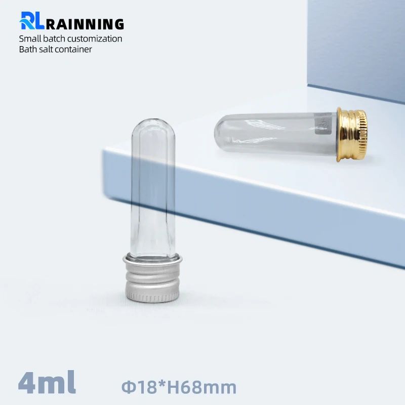 18x68mm Clear Plastic Tube Round Bottom Test Tube With Screw Lid
