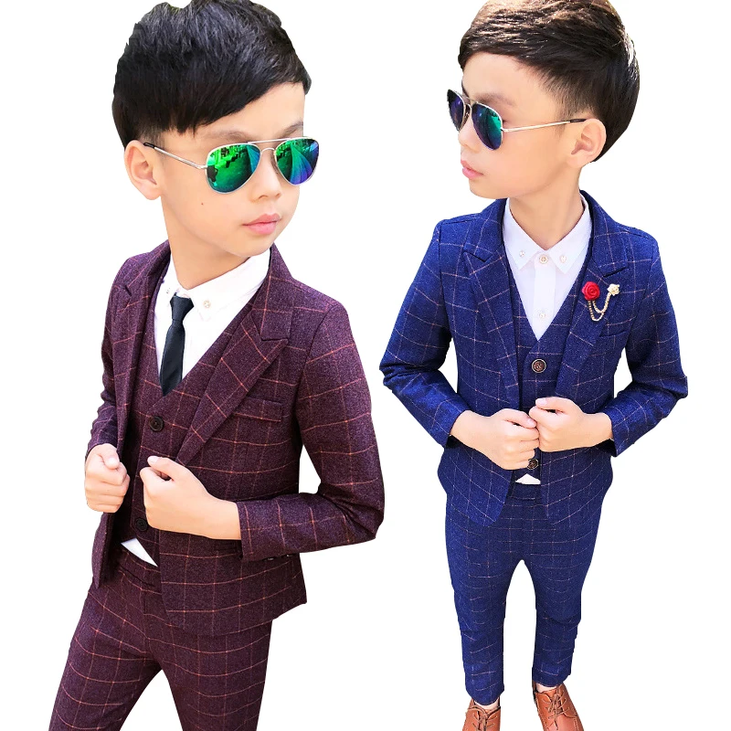Dress Children Wedding Clothes Plaid Formal Baby Boy School Suit Elegant Kids Party Outfit Tuxedo Toddler Boy Festive Costumes