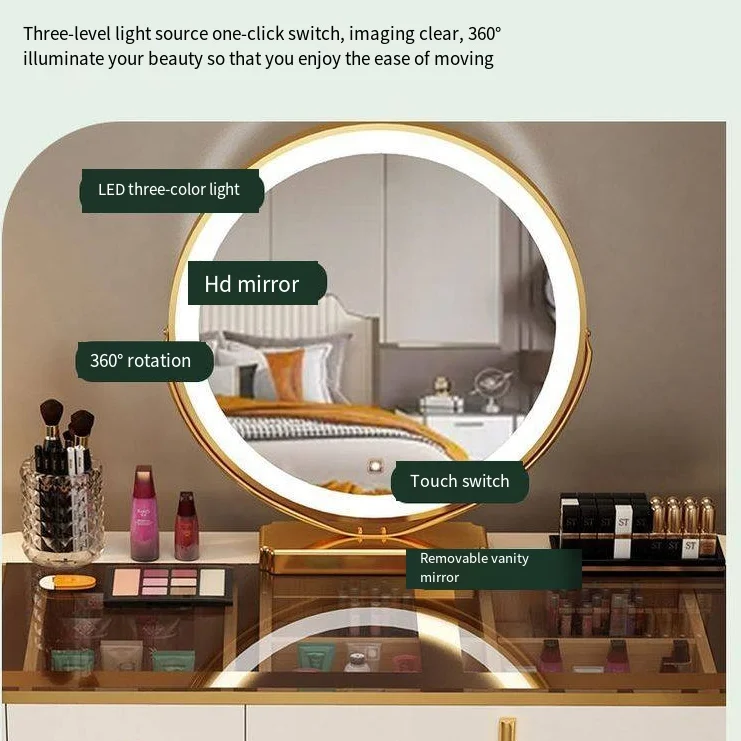 Hotsale Modern Furniture bedroom dresser Makeup Table with Mirror for bedroom Wooden Smart Dressing Table With Led Light