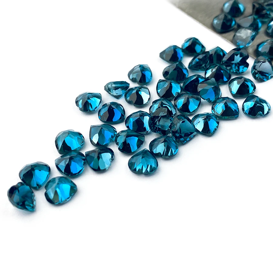 Natural London Blue Topaz Gems Custom Cut Size Shape Wholesale High Quality Heart Shaped Carving Surface  Loose Gemstone Topaz