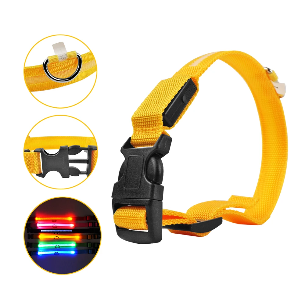 Rechargeable LED Dog Collar Waterproof 3 Flash Modes Light Up Pet Collars for Dogs Cats