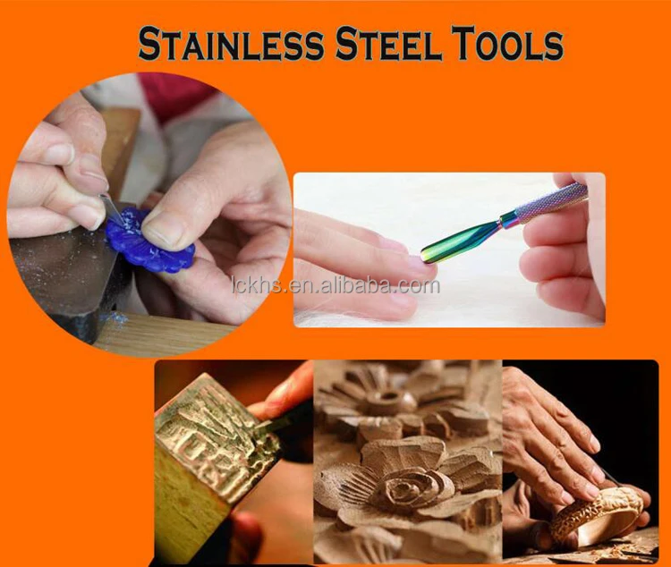 Custom 6 Pieces Rainbow Color Quality Pottery Clay Trimming Sculpting Tools Set with Silicone Container