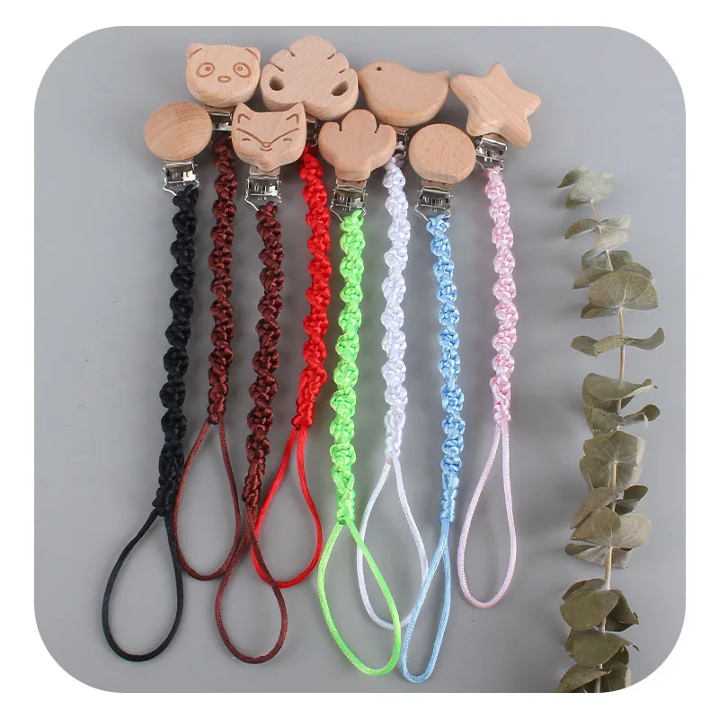 Newborn Baby Animal Beech Wood Handmade Cotton Prevents Chains From Falling Off Pacifier Chain