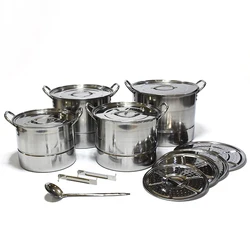 High quality durable non stick 4 pieces cookware set food grade stainless steel steamer pot food steamers