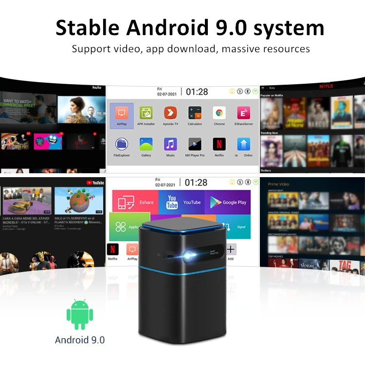 Хит продаж, портативный карманный мини-проектор на Android 9,0 с поддержкой 4K, 7000 мАч, Dlp мини-портативный видеопроектор для домашнего кинотеатра