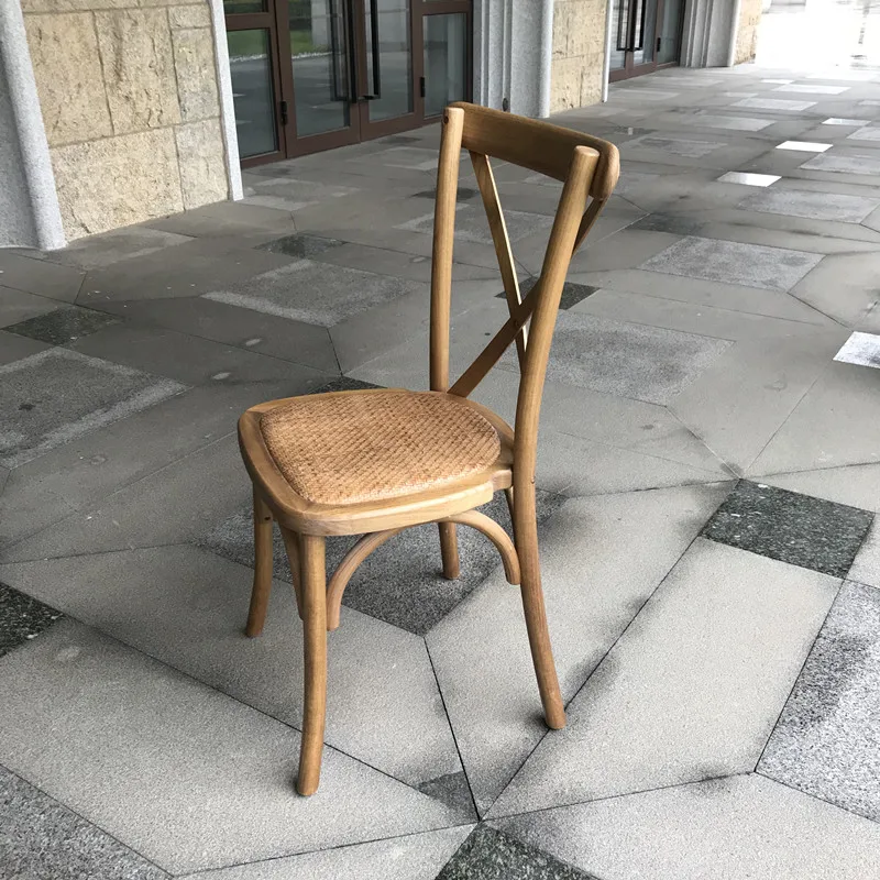 Wholesale Wooden Event Cross Back Dining Chairs for Rental Company Catering