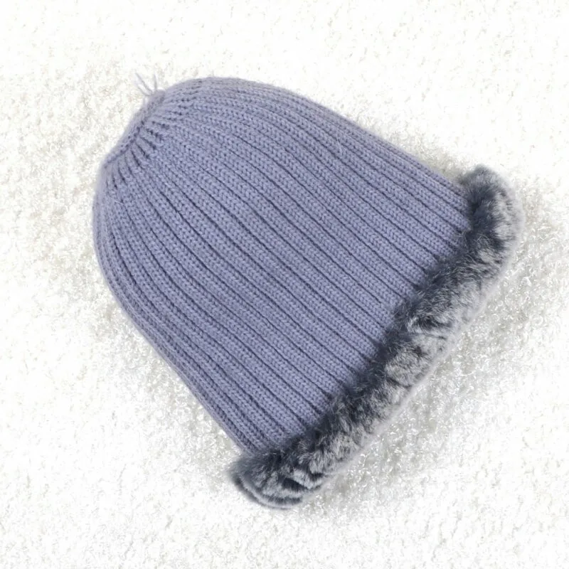 
Silver Fox Fur Balls For Hats Wholesale Winter Knitted Real Rex Rabbit Hat With Fox Fur Ball 