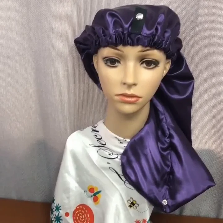 Curly Hair Nightcaps for Sleeping Hat with Adjustable Elastic Bands Satin Bonnets Silk Hat Collapsible Nightcaps