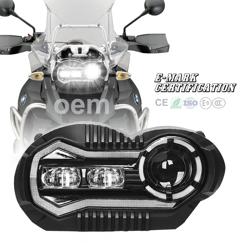 E24-R113 Approved LED Headlight with Angel Eyes DRL High/Low Beam Osram Headlamp for BMW F800GS F800GS Adventure F700GS F650GS