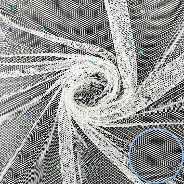 Hexagonal Mesh Sequins Soft and Hard Mesh Fabric Polyester Tricot Mesh Wedding Mosquito Net Fabric Star Yarn Decoration