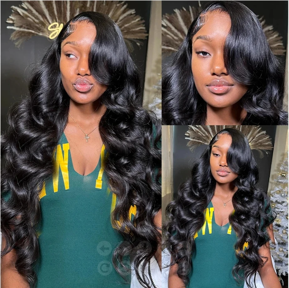 Human Hair Lace Front Wig Frontal Wig Transparent Swiss Glueless Brazilian Long Body Wave Wig 210% density