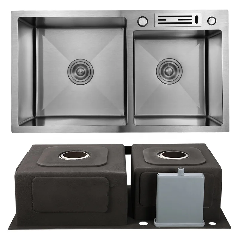 Hand Made 7843 SUS201 Stainless Steel Polished Strong Large Kitchen Sink with Inner Tool Rest Bracket