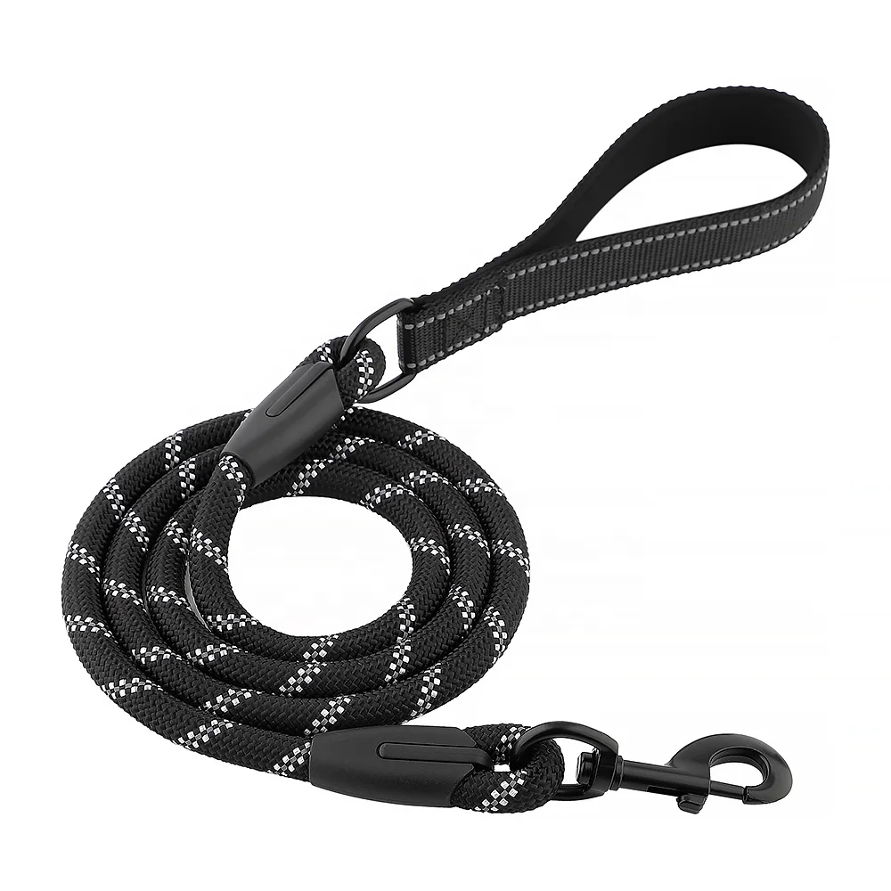 Braided Climbing Rope Dog Leash Heavy Duty Large Reflective Nylon Black about 7 Days OPP Bag Packed Nylon Horse Lead Rope CN;GUA