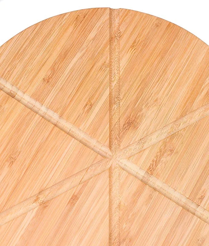 14 inch new kitchen high quality round bamboo pizza steak plate cutting serving board peel with handle