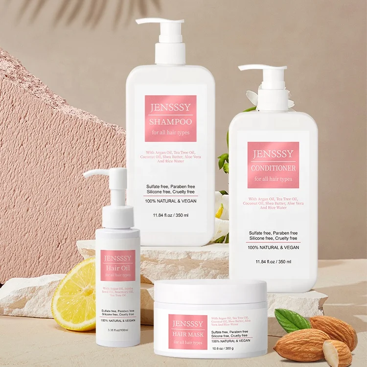 Salon hair treatment Argan Oil Rice Water sulfate free organic shampoo and conditioner wholesale private label hair care set