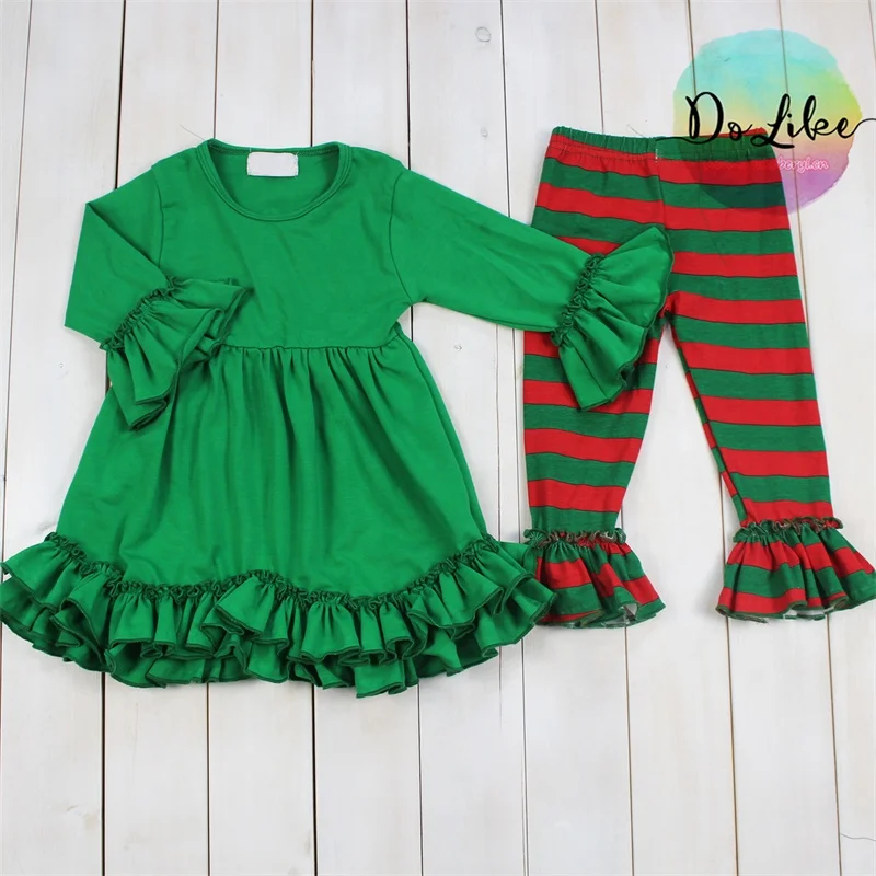Lovely baby girl icing raglan shirts outfits adorable kids clothing set Christmas tree applique