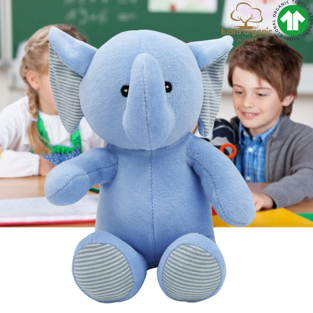 GOTS 100 Cotton New Baby Soft Animal Toys Organic Velour Bluey Elephant toys For Children