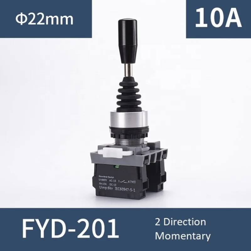 22mm Open Hole High Quality Spring Return Joystick Switch Self Latching 2Position Spring Switch FYD2011 Monolever Switch 10A