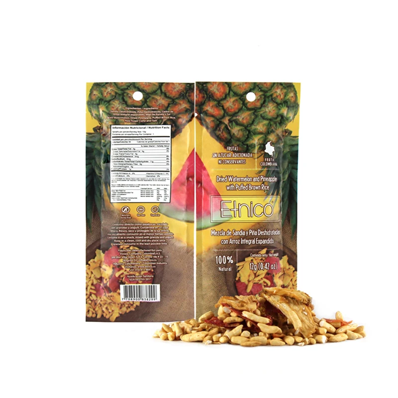 Hot Selling Gluten Free Crispy Dried Watermelon And Pineapple Fruits With Puffed Brown Rice 12g Low Sugar Healthy Fruits Cereal
