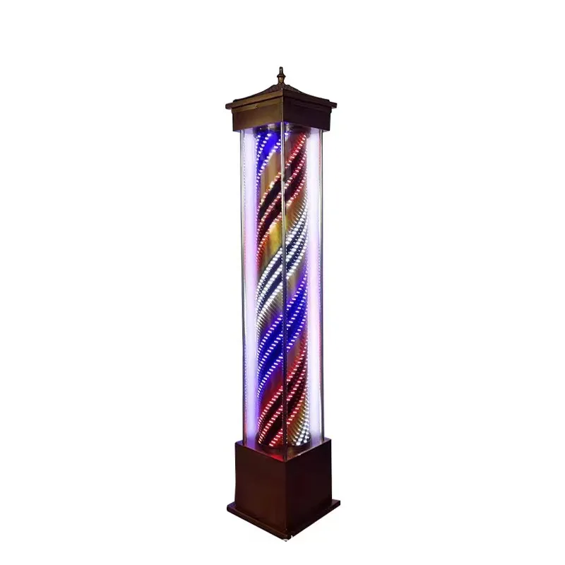 High Quality Retro rotating led Hair Salon Shop Sign Barber Pole Retro rotating led  Outdoor Wall Light  barber pole