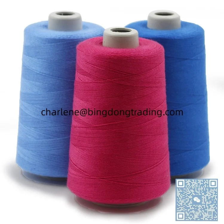 Blanco 40/2 5000m 100% Poliester Hilos De Coser Fabrica China 100% Polyester Chinese Thread for 1mm Elastic Jewelry Spun 250g