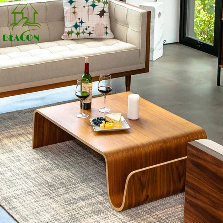 Modern modern wooden center tea table set wavy real nordic solid wooden luxury abstract bentwood coffee table