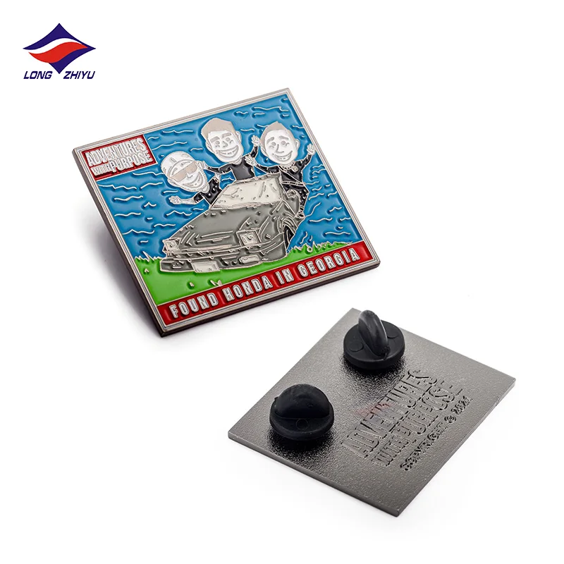 Longzhiyu 2021 New Design Custom Cute Soft Enamel Pins Black Nickel Square Lapel Pin Badges