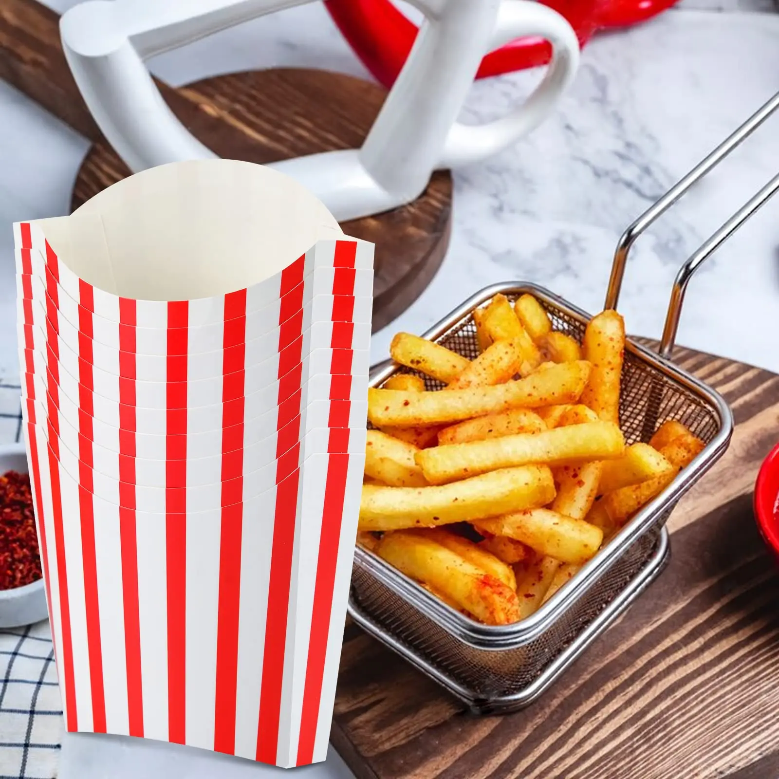 Custom Chicken Fast Food Packaging Disposable Burger Fry French Fries Packing Paper Box with Logo