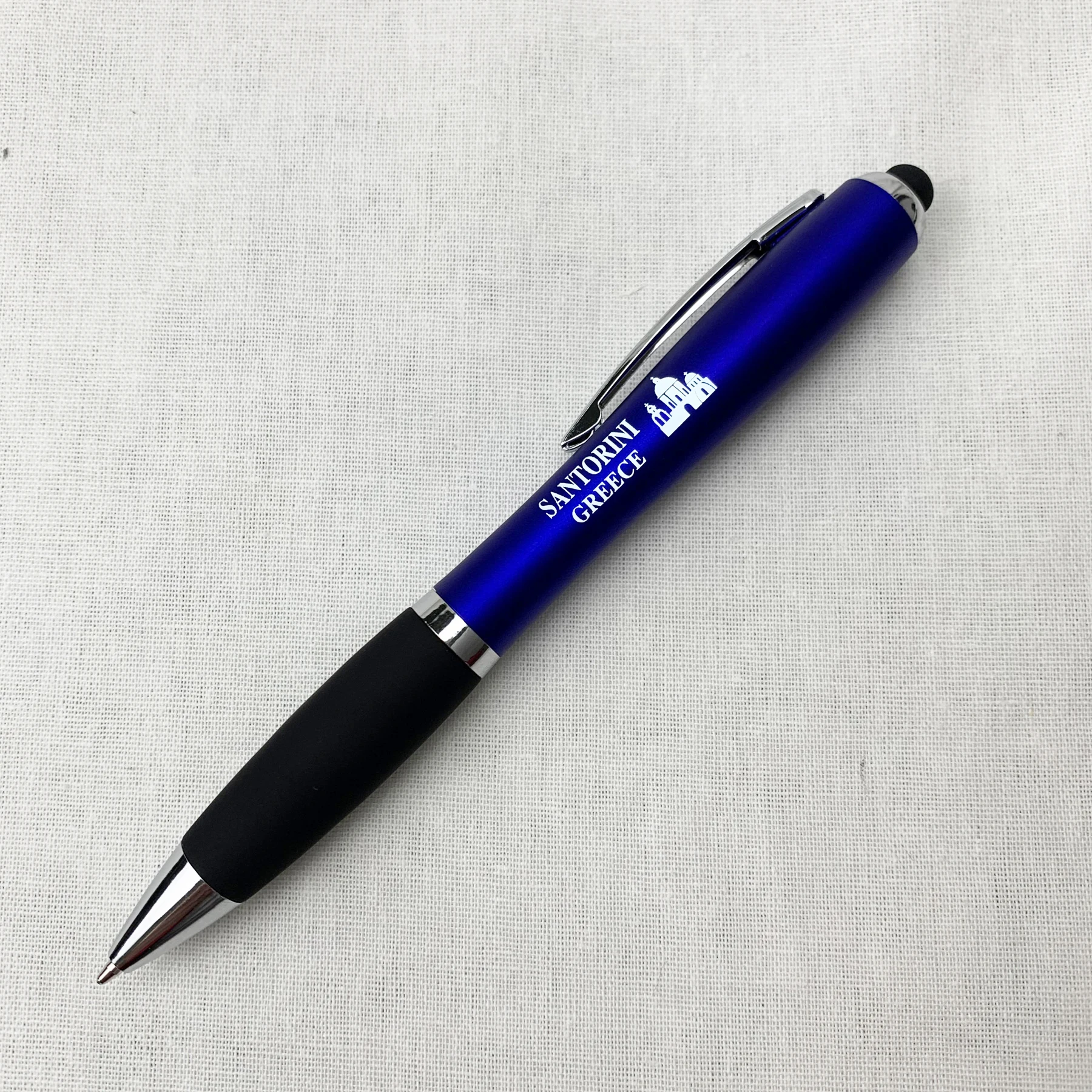
T2505 factory low MOQ Laser engraved light-up Pens with stylus touch end for promotion or office giveaway 