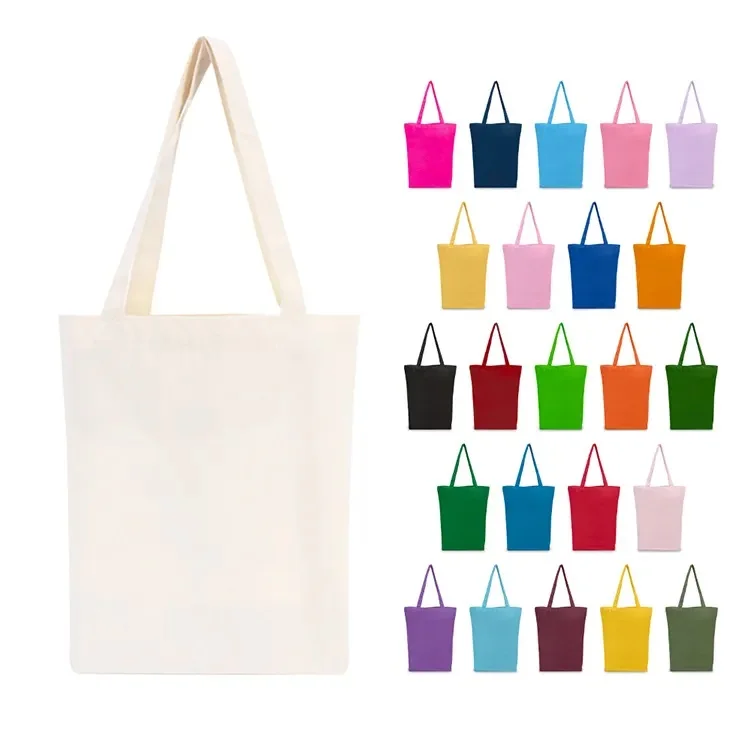 Customize Reusable Eco Friendly Promotional blank cotton tote grocery canvas bags with custom printed logo linen tote bag