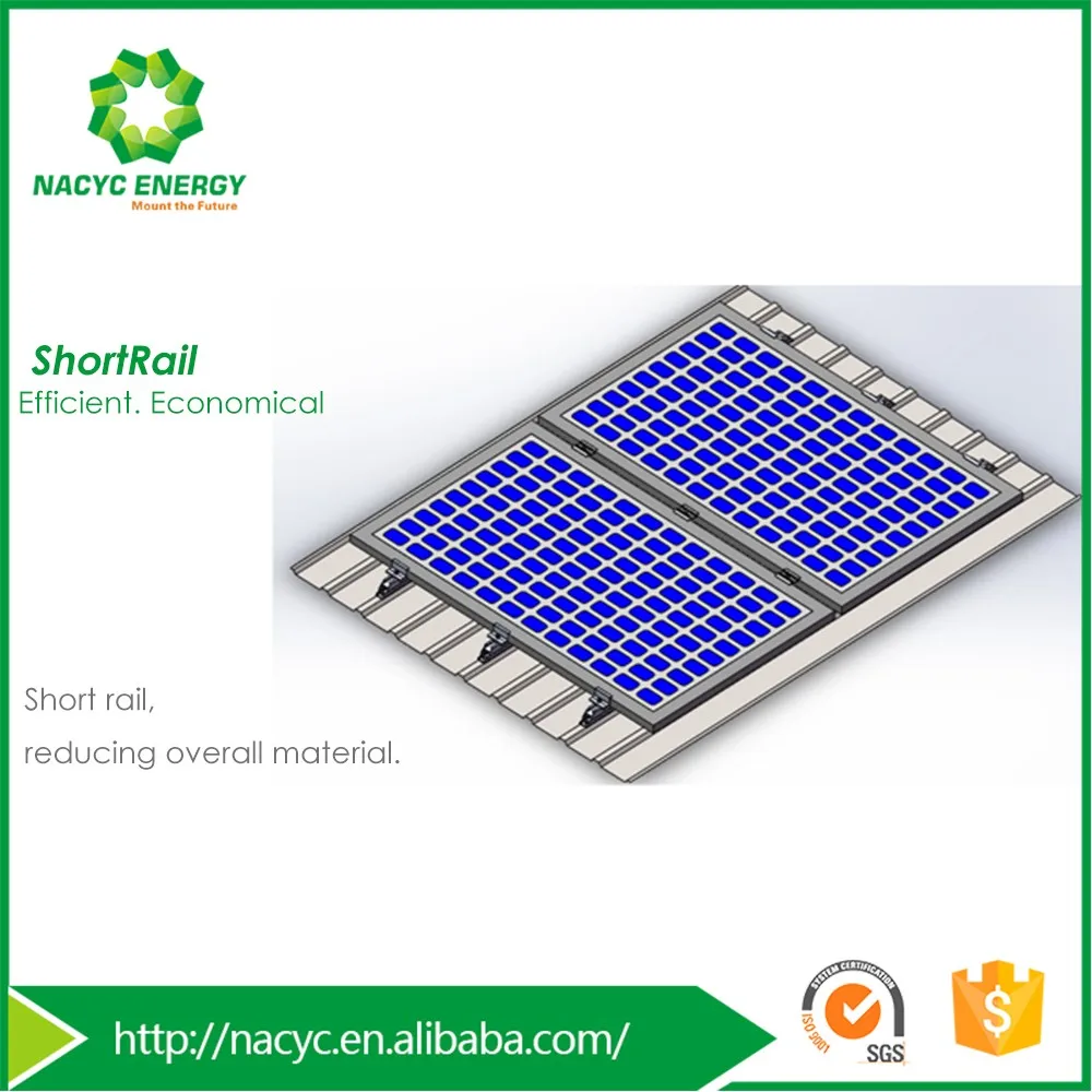 Metal Roof Solar Mounting System , Mini Rail Solar Panel Mounting Structures . For Corrugated Metal Sheet