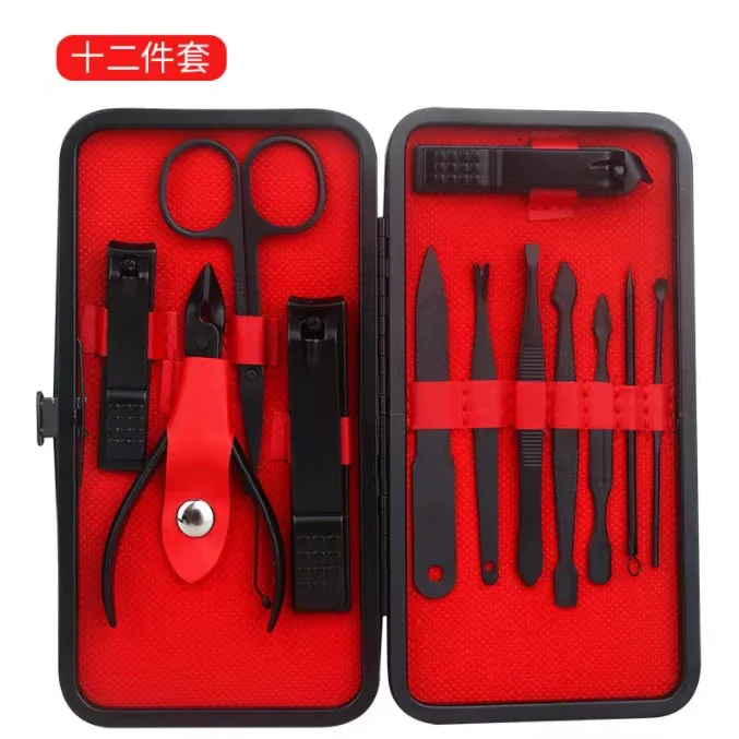 2024 New YD Made In Yangjiang Black 18-Piece Set Manicure Set With Leather Case