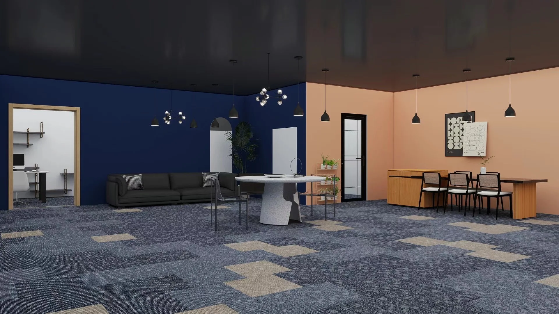 Eco-friendly Commercial Luxury 60x60 Grey Square Carpet Tiles Polypropylene Floor Carpet Tile With Pvc Bottom