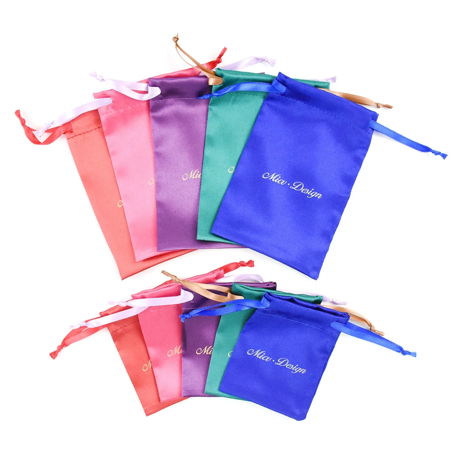 New Silk Satin Drawstring Bag Jewelry Packaging Bags Gift Cosmetic Pouch packaging pouch drawstring soft satin hair bag