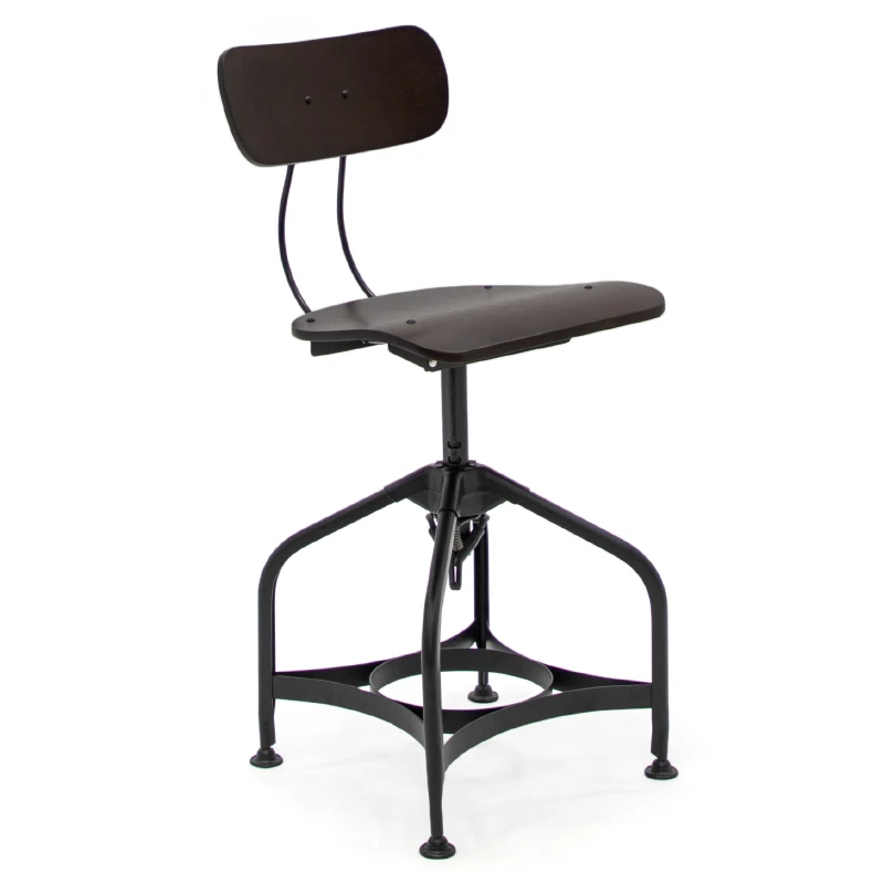 Industrial Adjustable Barstool Plywood Counter Height Bar Height Chair Bar Stool with Back Rest for Home Cafe Bar Table