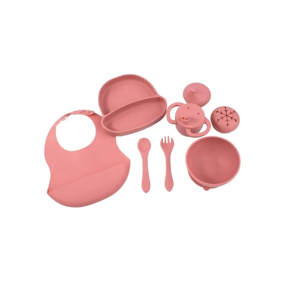 Custom Top Seller Baby Supplies Silicone Tableware Baby Feeding Set Newborn Set Gift Baby Dish Plates Set Crabs Rabbits Squirrel