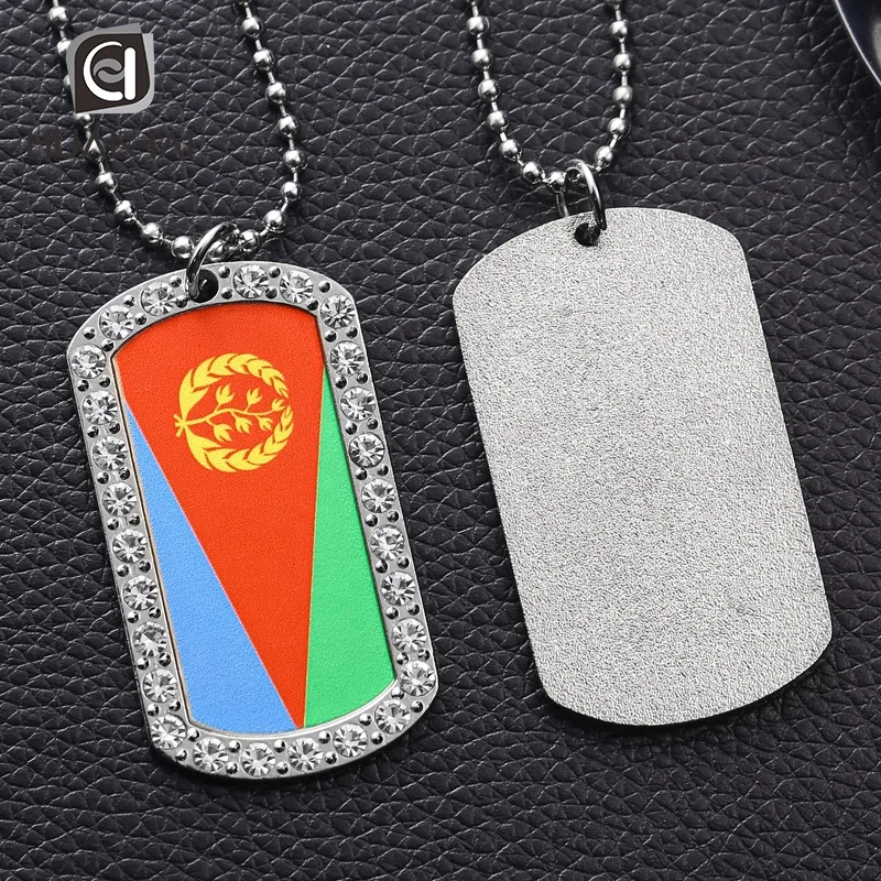 Пользовательский национальный флаг печатный логотип Алмазный акриловый камень металлическая бирка для собак
