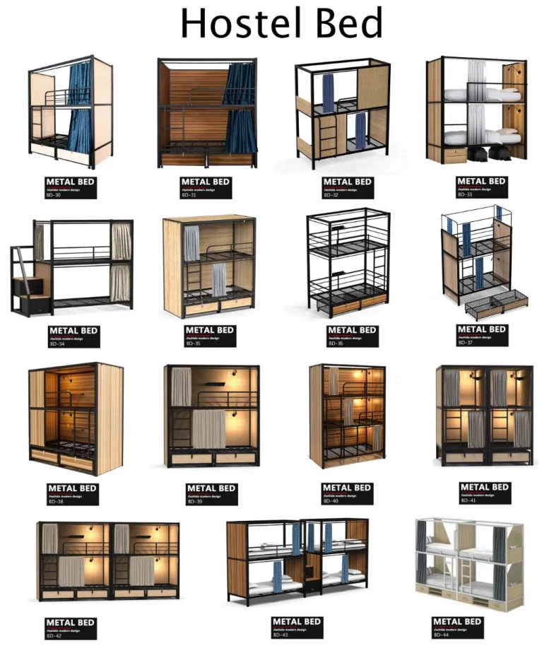 JZD Cheap Steel Bunk Bed Adult Double Bunk Beds With Clothing Storage for Hostels