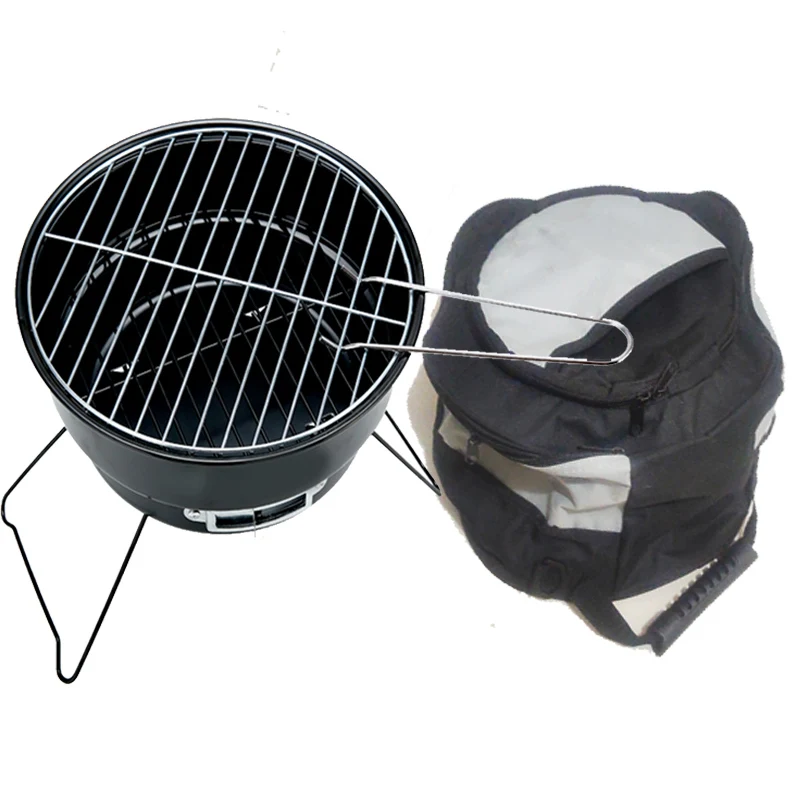 Wholesale Korean Style outdoor round bbq charcoal barbecue grill with cooler bag