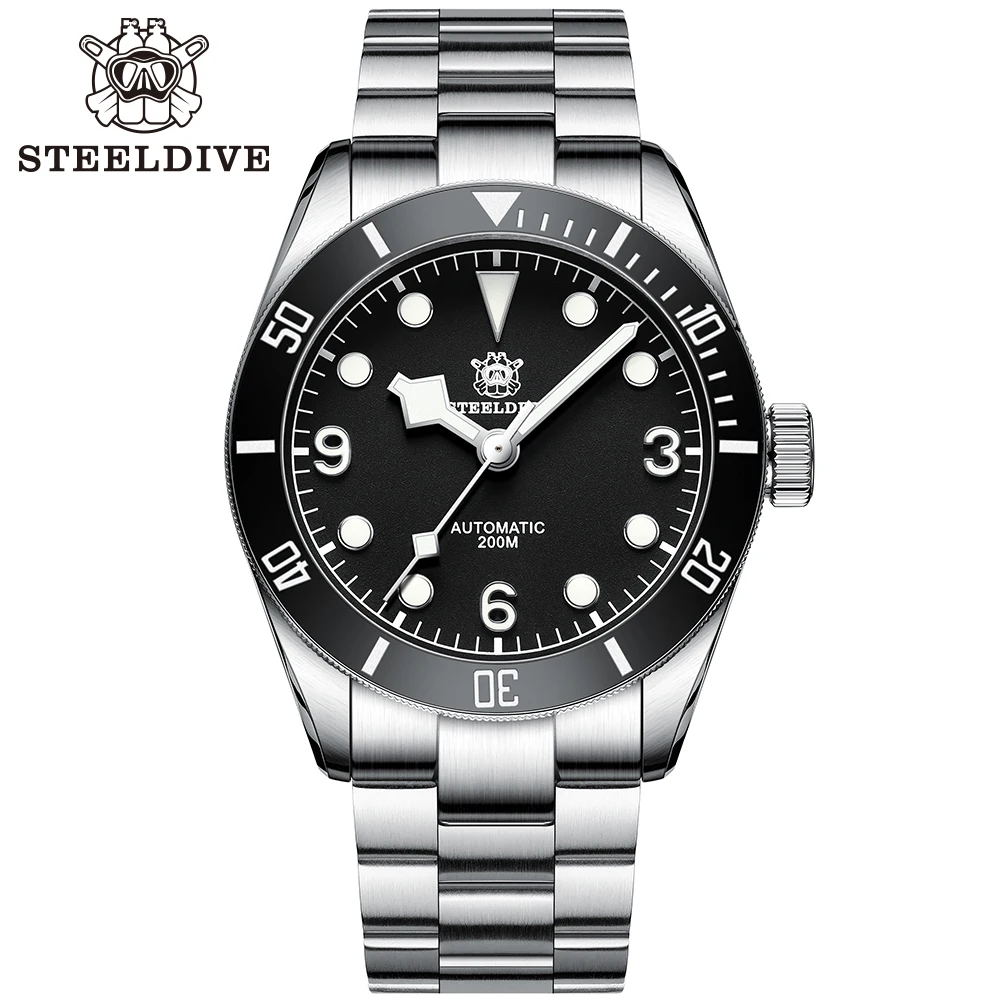 Мужские автоматические часы для дайвинга Steeldive SD138, черные, зеленые, синие часы с керамической рамкой и сапфировым стеклом NH35